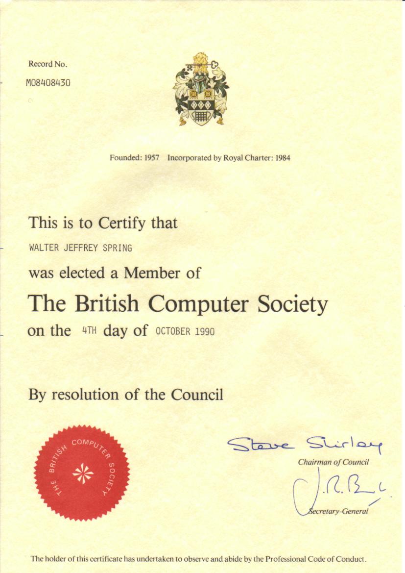 BCS Certificate